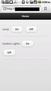 Screen shot of webLightSwitch running in the Android browser