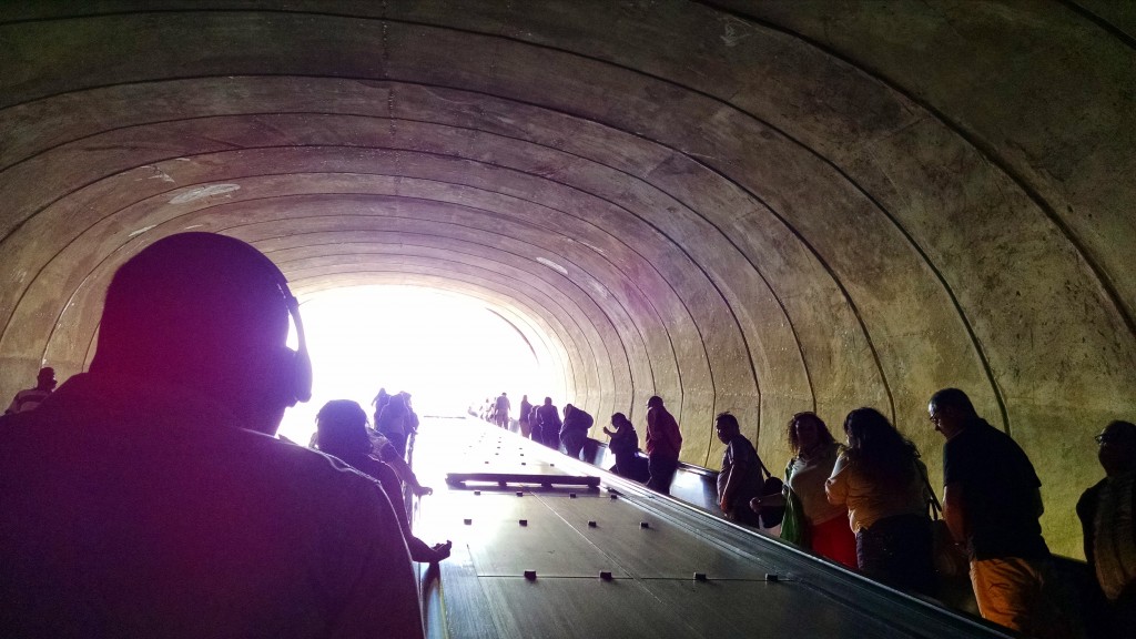 Riding escalator up from Dupont Circle station