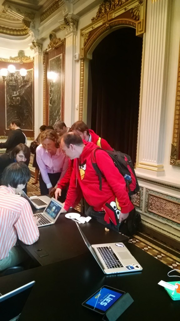 Rovio Angry Birds developers and the Chief Technology Officer of the United State Megan Smith playing games